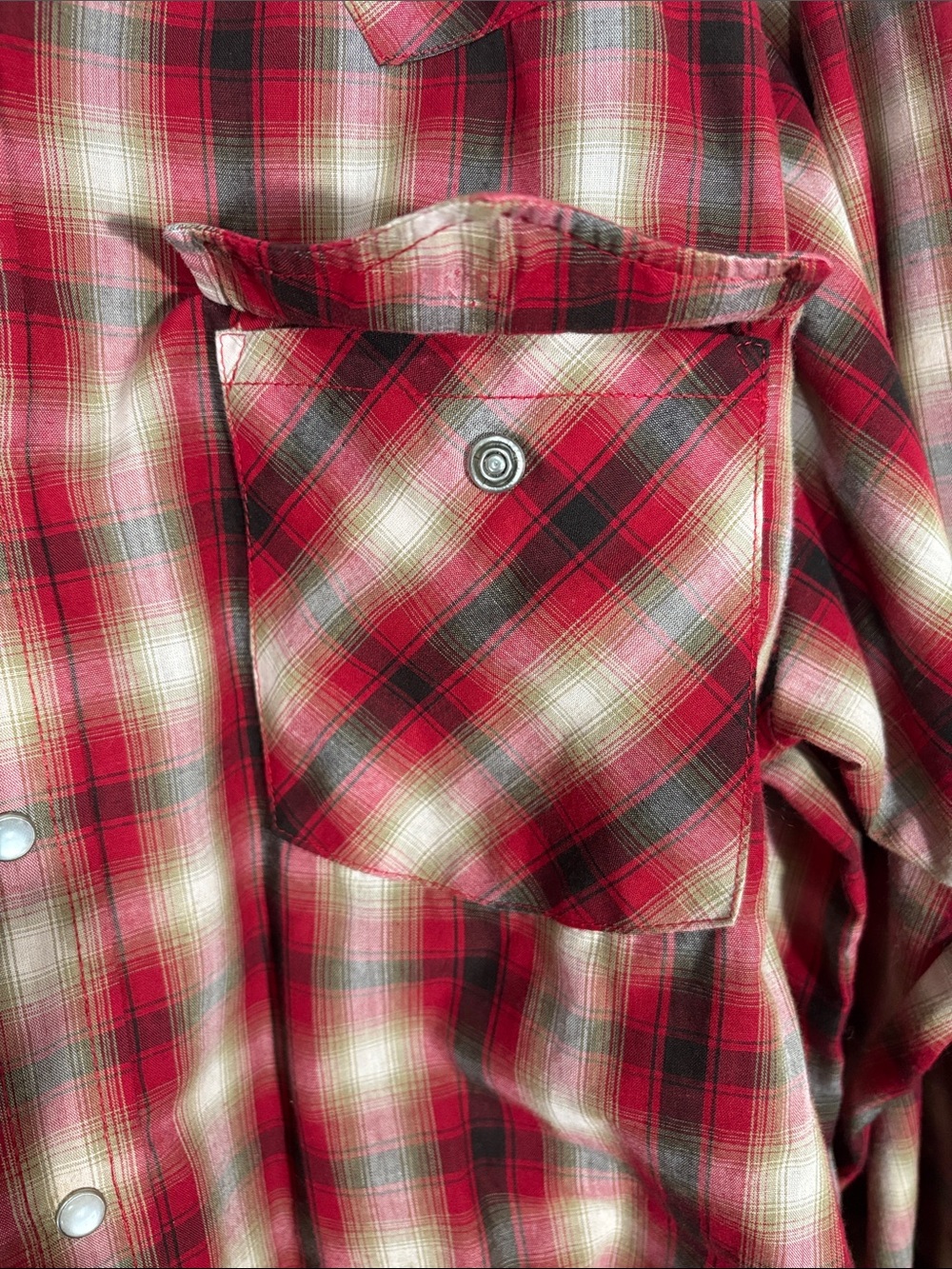 Vintage Plains Western Red Plaid Men's Shirt - Picture 6 of 9
